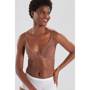 NATORI Feathers Underwire T-Shirt Plunge Bra #730023  Cinnamon Brown 34DDD NEW